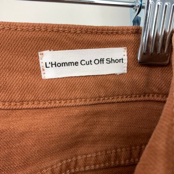 Frame L'Homme Cut Off Short Mens Size 32 Cut Raw Hem Brick Stretch Denim - Picture 6 of 7